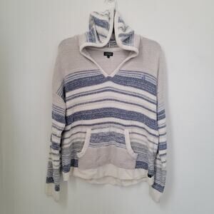 Lira Large Pullover Knit Sweater Hoodie‎ Beachy Coastal Lounge Cotton Fisherman
